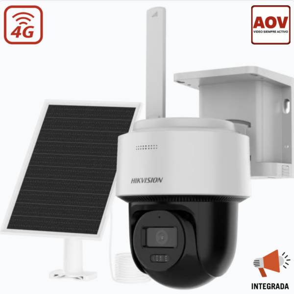 KIT SOLAR IP ALL IN ONE / AOV / PT IP 4 MEGAPIXEL / LENTE 2.8 MM / PANEL SOLAR + BATERÍA DE RESPALDO DE LITIO (9000 MAH) / CONEXIÓN 4G / AUDIO DE DOS VÍAS / DUAL LIGHT / IP66 / MICRO SD