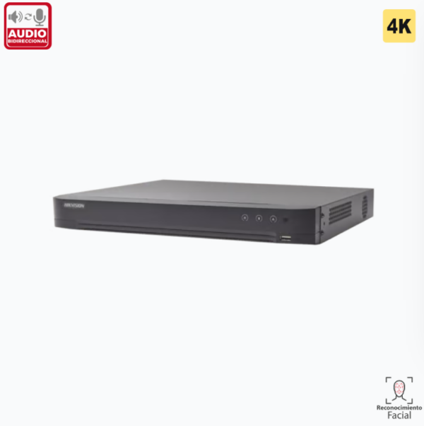 DVR 8 CANALES TURBOHD + 8 CANALES IP / 8 MEGAPIXEL (4K) / AUDIO DE DOS VÍAS POR COAXITRON / ACUSENSE / RECONOCIMIENTO FACIAL / 1 BAHÍA DE DISCO DURO / SALIDA DE VIDEO EN 4K / H.265+