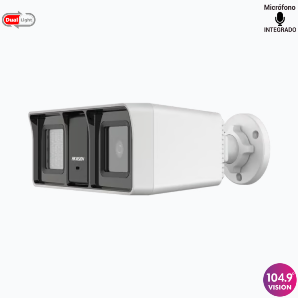 DUAL LIGHT + COLORVU BALA TURBOHD 3K (5 MEGAPIXEL) / LENTE 2.8 MM / 60 MTS IR + 60 MTS LUZ BLANCA / GRAN ANGULAR 104.9° / EXTERIOR IP67 / MICRÓFONO INTEGRADO / DWDR / 4 TECNOLOGÍAS