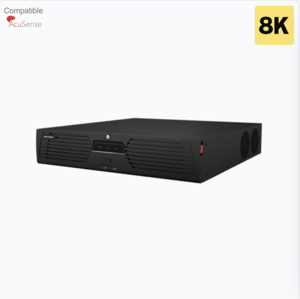 DOBLE PODER DE DECODIFICACIÓN NVR 32 CANALES IP / 32 MEGAPIXEL (8K) / ACUSENSE / ANPR / CONTEO DE PERSONAS / HEAT MAP / 8 BAHÍAS DE DISCO DURO / 2 TARJETAS DE RED / SOPORTA RAID CON HOT SWAP / 2 HDMI EN 8K / SOPORTA POS / ALARMAS I/O / ACU