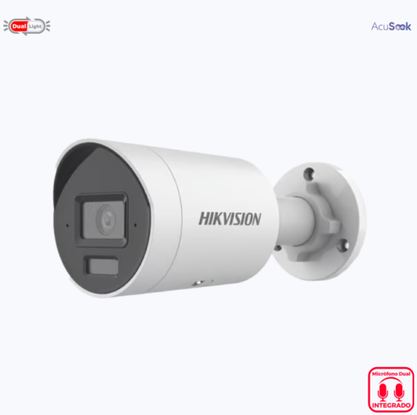 DUAL LIGHT + 2 MICRÓFONOS INTEGRADOS BALA IP 8 MEGAPIXEL (4K) / LENTE 2.8 MM / 40 MTS LUZ BLANCA + 40 MTS IR / ACUSENSE / EXTERIOR IP67 / WDR 120 DB / POE / MICRO SD / METAL / ACUSEARCH