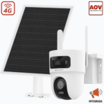 KIT SOLAR IP ALL IN ONE DOBLE LENTE / AOV / PT IP 4 MEGAPIXEL LENTE 4 MM / FIJO 4 MEGAPIXEL LENTE 2.8 MM / PANEL SOLAR + BATERÍA DE RESPALDO DE LITIO (9000 MAH) / CONEXIÓN 4G / AUDIO DE DOS VÍAS / DUAL LIGHT / IP66 / MICRO SD