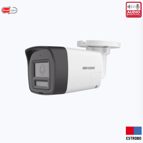 [AUDIO BIDIRECCIONAL + SIRENA & ESTROBO + DUAL LIGHT + COLORVU] BALA TURBOHD 4K (8 MEGAPIXEL) / LENTE 2.8 MM / 30 MTS IR EXIR + 20 MTS LUZ BLANCA / MICRÓFONO Y BOCINA INTEGRADO / EXTERIOR IP67 / METAL / DWDR