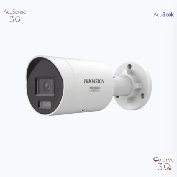 [DUAL LIGHT + COLORVU 3.0 + HIKAI] BALA IP 4 MEGAPIXEL / LENTE 2.8 MM / 40 MTS IR + LUZ BLANCA / 2 MICROFONOS INTEGRADOS / EXTERIOR IP67 / ESTROBO AZUL Y ROJO / WDR 130 DB / ACUSENSE 3.0 / METAL / NEMA 4X / ACUSEEK